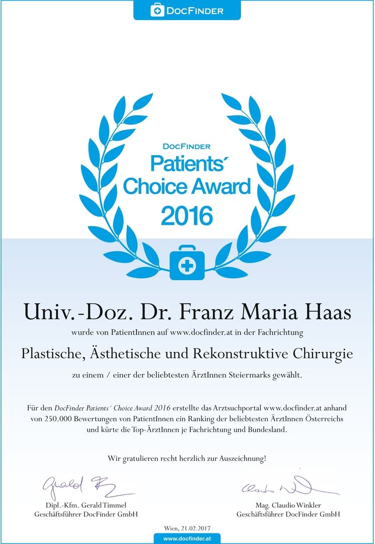 DocFinder Patients Choice Award 2016